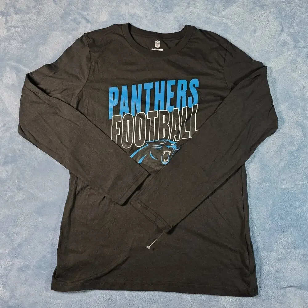 NWOT Carolina Panthers NFL Youth XL 18/20 Long Sleeve Shirt Black Football Logo